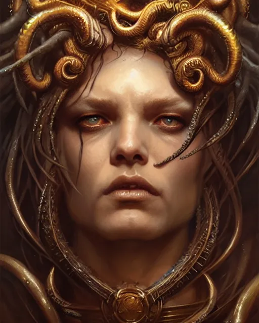 Image similar to fierce medusa, fantasy character portrait, ultra realistic, concept art, intricate details, highly detailed by greg rutkowski, gaston bussiere, craig mullins, simon bisley