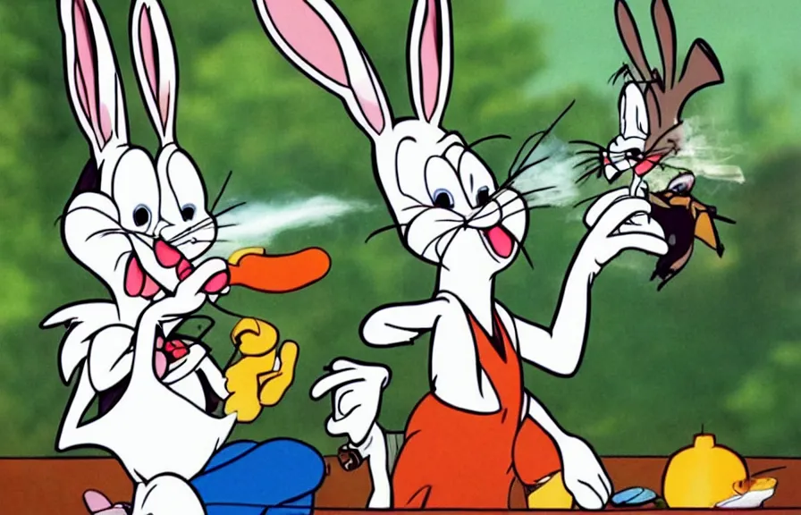 Prompt: bugs bunny smoking a joint