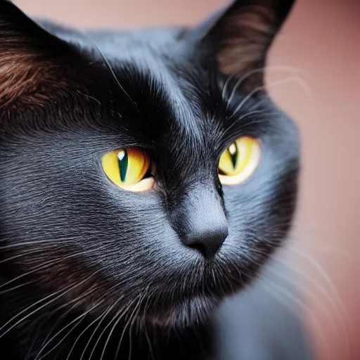 Image similar to photo of a seated black cat, photorealistic, hyperrealistic