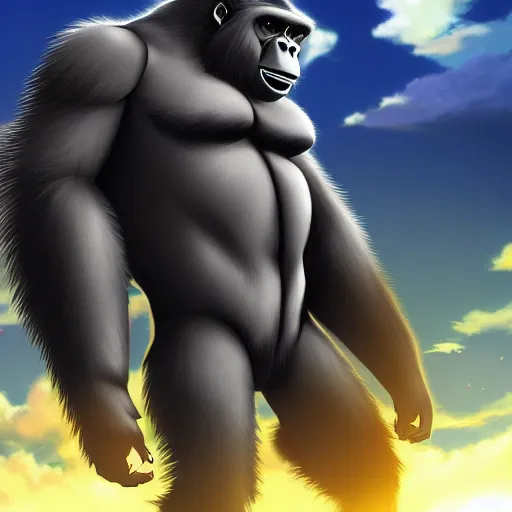 Image similar to an anime gorilla, 4 k, landscape, high resolution, illustration, anime, manga