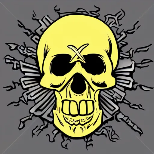 Image similar to death metal themed skull shaped microphone vector logo for a record label, dark, horrorcore, grunge, golden ratio