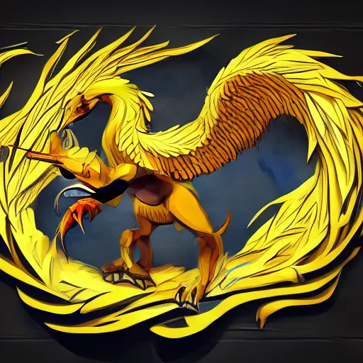 Image similar to mythical creature, griffin-like style, 2d solid shape logo