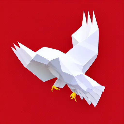 Image similar to low poly, vector, white eagle icon, in a book, red background, cgsociety, artstation, octane render