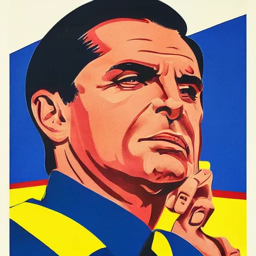 Image similar to soviet propaganda poster of jair bolsonaro, soviet art, 4 k, viktor semenovich