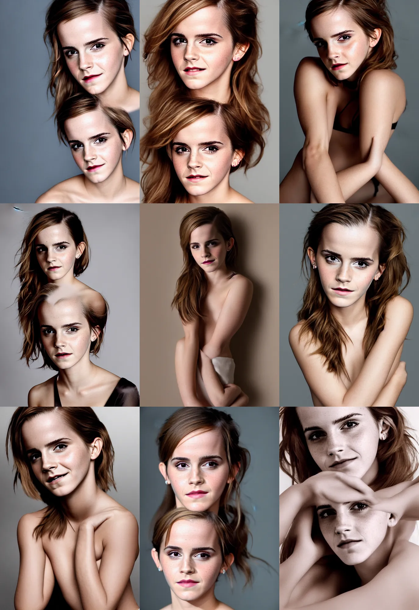 Prompt: emma watson portrait photo. soft lighting, full body. smooth gradients. naughty seductive smile. lights and shadows. sultry, anamorphic lens