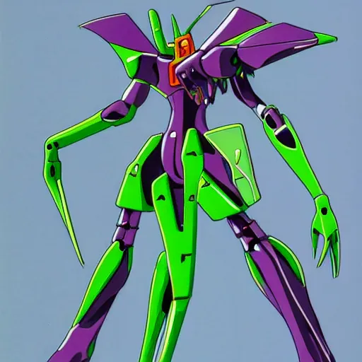 Prompt: a high detail drawing of eva 0 1 from evangelion, neon genesis evangelion, nge mecha suit