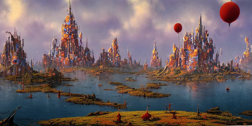 Prompt: clown kingdom vista by Bruce Pennington