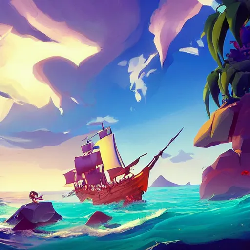 Image similar to painting mermaid treasure on sea of thieves game avatar hero smooth face median photoshop filter cutout vector, behance hd by jesper ejsing, by rhads, makoto shinkai and lois van baarle, ilya kuvshinov, rossdraws global illumination