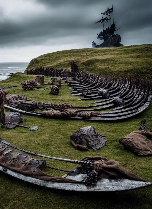 Image similar to photo of vikings battlefield, the vikings, 8 k