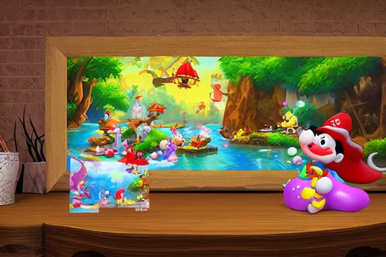 Image similar to painting acrylic wonderland yoshi kurbi dofus 3 d real