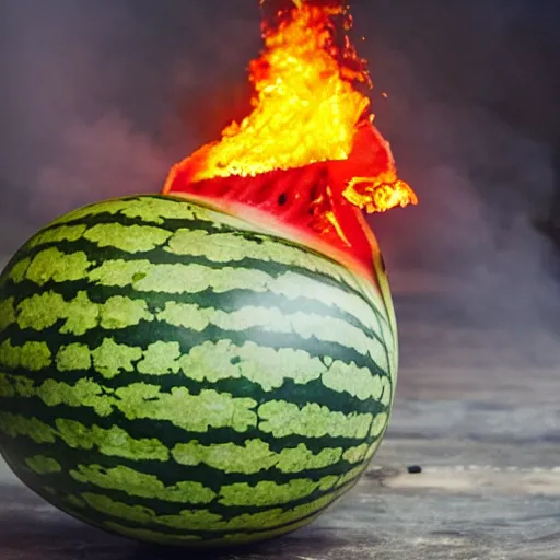 Image similar to photo of a watermelon on fire