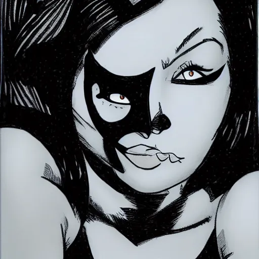 Image similar to portrait of catwoman doing funny faces