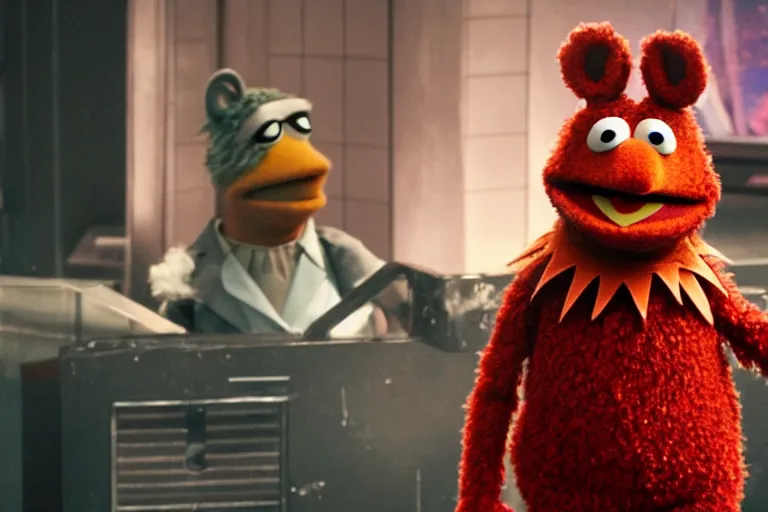 Prompt: film still of Animal from the Muppet Show as Tony Stark in Avengers Endgame, 8k,