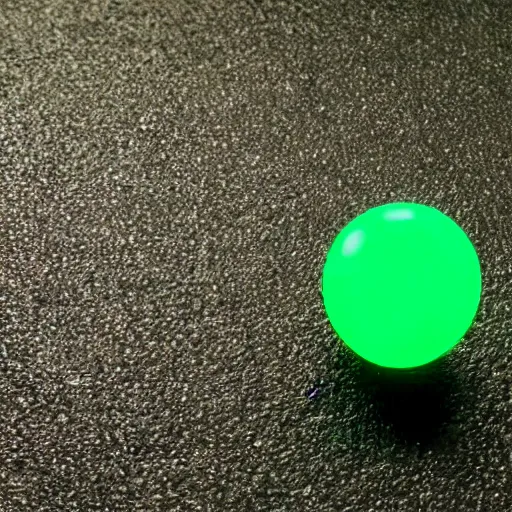 Prompt: glowing green emerald crystal ball, in the pitch black