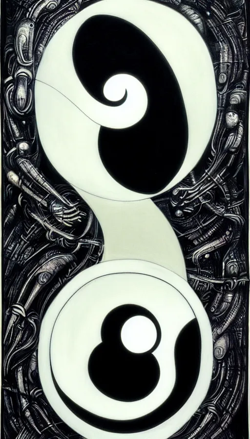 Prompt: Abstract representation of ying Yang concept, by HR Giger