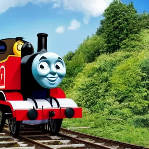 Prompt: thomas the tank engine as greta thunberg