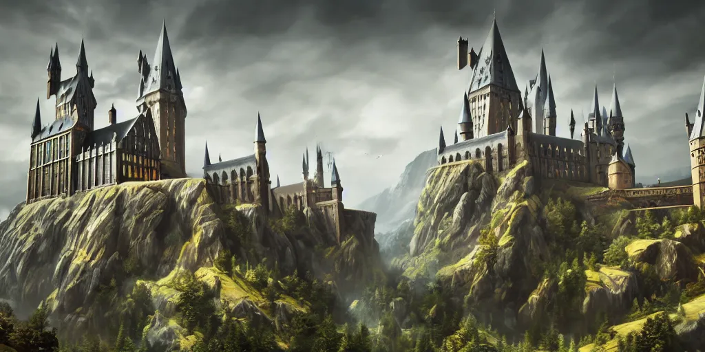 Image similar to mysterious painting of Hogwarts, immaculate scale, hyper-realistic, Unreal Engine, Octane Render, digital art, trending on Artstation, 16k, detailed, atmospheric, immaculate