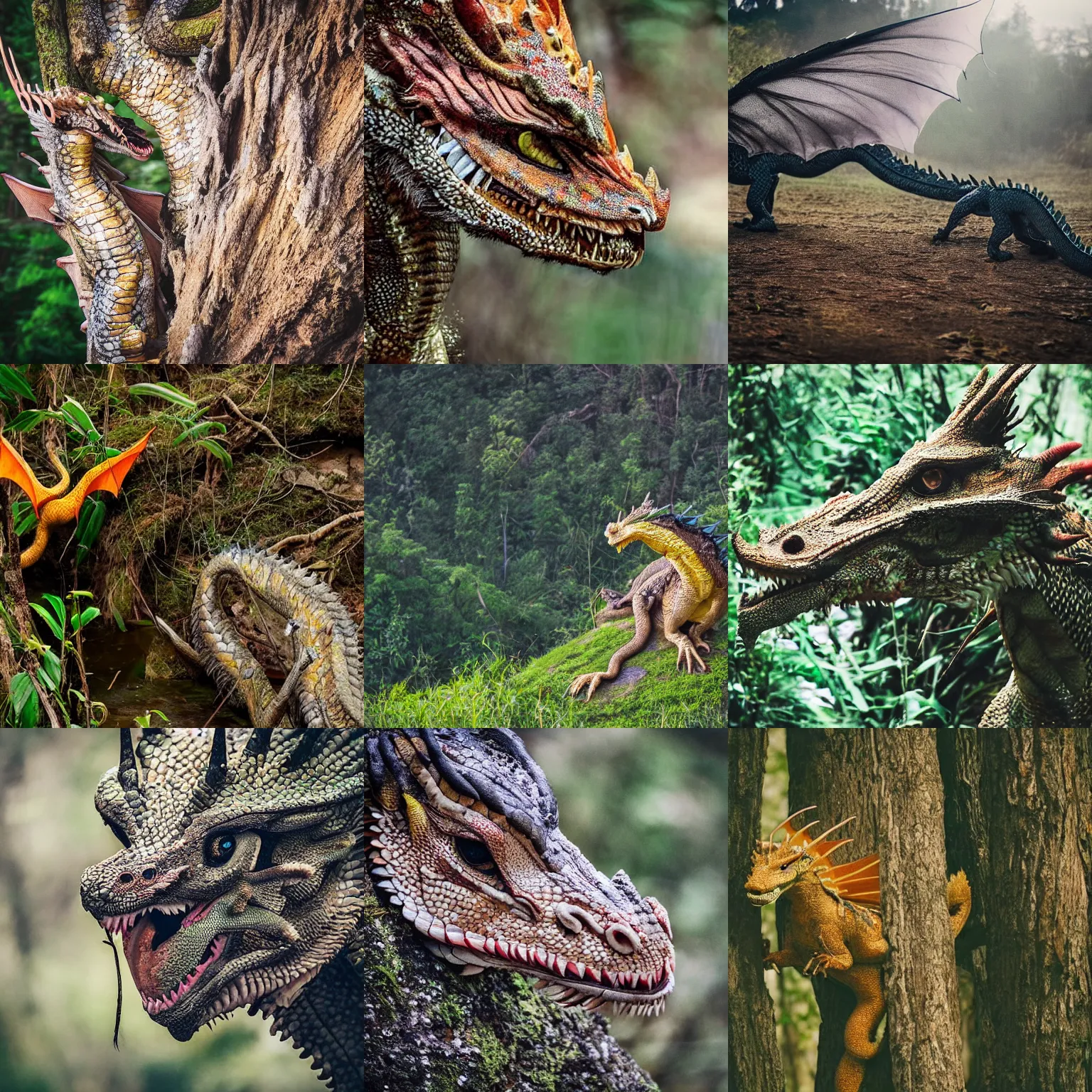 Prompt: wildlife documentary, dragon found in natural habitat, curious dragon, nature film photography,