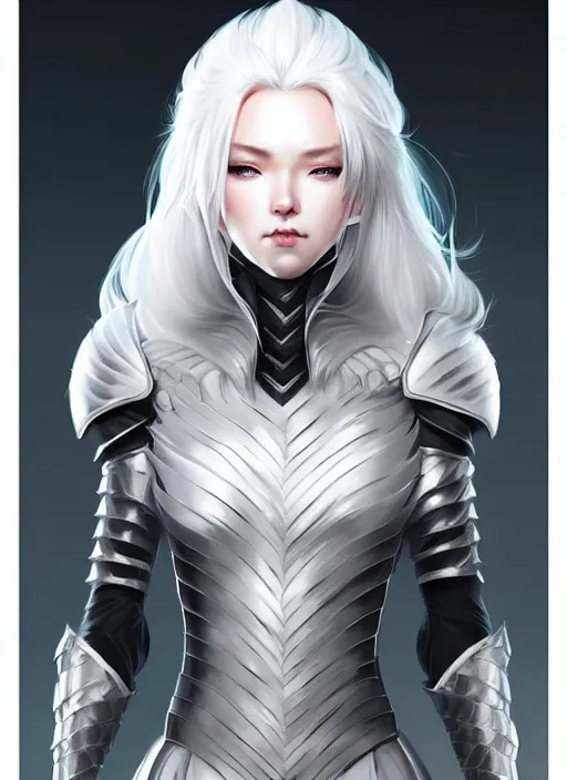 Image similar to fur - lined armor!!! beautiful and elegant white haired female!! gorgeous ayes!! character concept art, sharp focus, octane render! unreal engine 5! highly rendered!! trending on artstation!! detailed linework!! illustration by artgerm, wlop, and chie yoshii