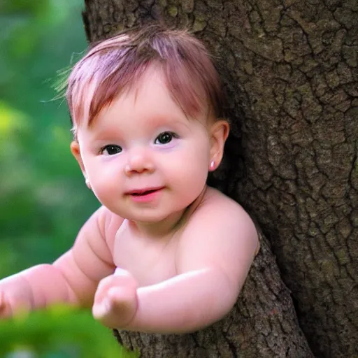 Image similar to baby on a tree, photorealistic, detailed