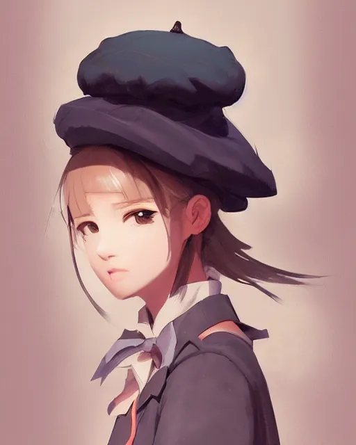 Image similar to girl with beret, sharp details, sharp focus, elegant, highly detailed, illustration, by Jordan Grimmer and greg rutkowski and PiNe(パイネ) and 薯子Imoko and 香川悠作 and wlop and maya takamura, intricate, beautiful, Trending artstation, pixiv, digital Art