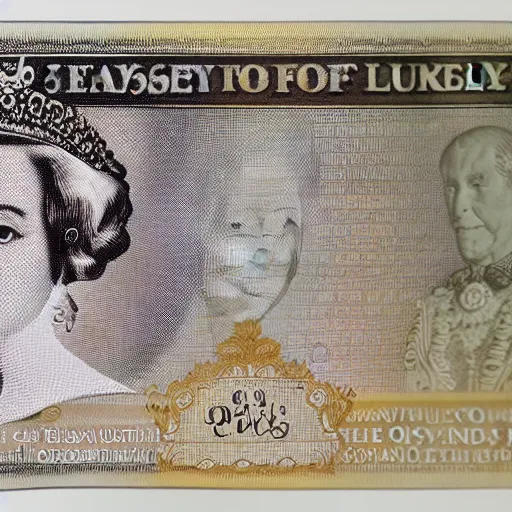 Image similar to a five pound note gbp but the portrait of the queen has been replaced by a happy corgi