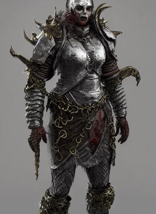 Image similar to а fantasy Proto-Slavic mythology, zombie in chain mail armor inspired blizzard games, full body, detailed and realistic, 4k, trending on artstation, octane render