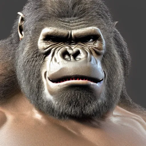 Image similar to orc gorilla hybrid, realistic,