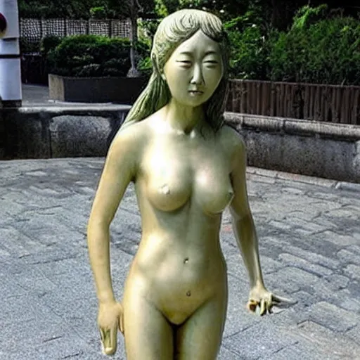 Image similar to japanese woman suddenly turned into a statue!!!!!