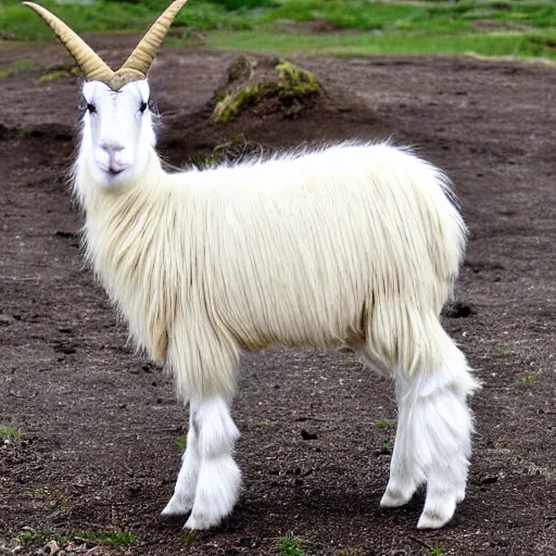 Prompt: cashmere goat with single horn like a unicorn