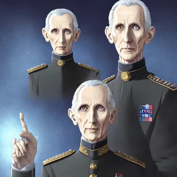 Image similar to portrait of the grand moff tarkin, anime fantasy illustration by tomoyuki yamasaki, kyoto studio, madhouse, ufotable, comixwave films, trending on artstation