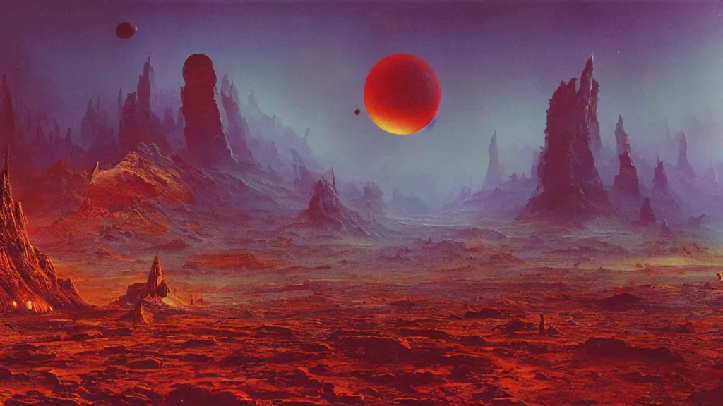 Image similar to otherworldly atmosphere of an evolving alien planet by arthur haas and bruce pennington and paul lehr, cinematic matte painting