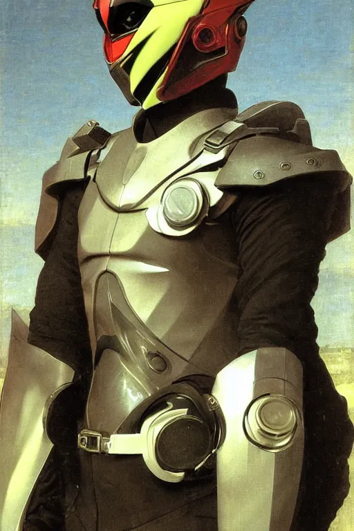 Image similar to portrait of a kamen rider rx, full set of equipment, helmet, majestic, solemn, by bouguereau