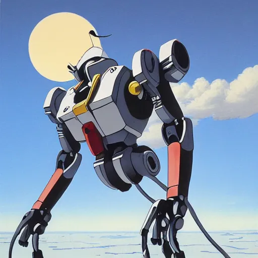 Prompt: a detailed painting of boston dynamics atlas robot by Hayao Miyazaki, Gundam style