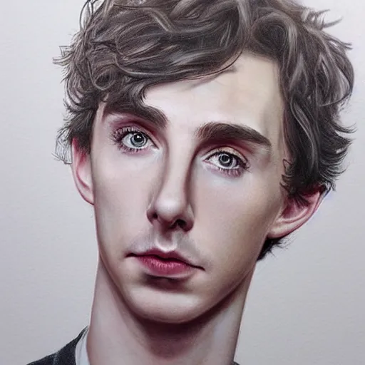 Prompt: portrait of a hybrid of benedict cumberbatch and freddie highmore and timothee chalamet, photo realistic, highly detailed, perfect face, art by artgerm