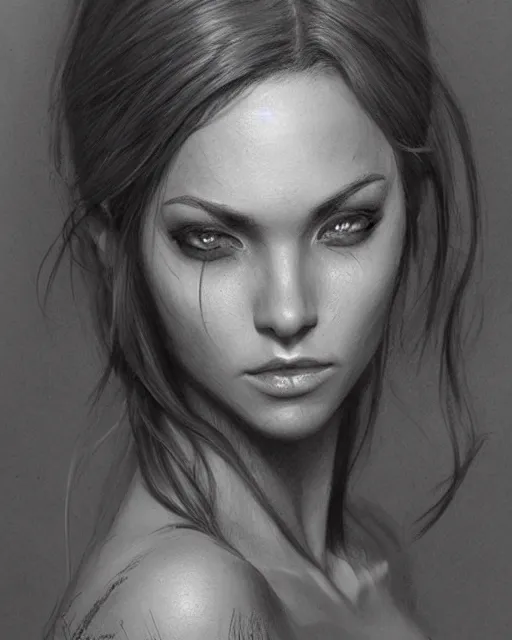 Image similar to pencil drawing of kleopatra, hyper realistic face, in the style of greg rutkowski, fantasy, amazing detail, epic, elegant, smooth, sharp focus, from the front