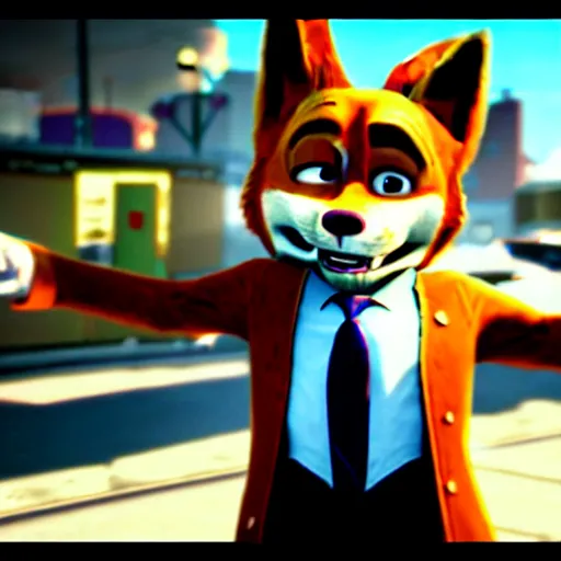 Image similar to Screenshot from Payday 2 featuring Nick Wilde (from Zootopia)