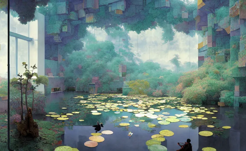 Image similar to tiled room with square pond, fantasy. intricate, amazing composition, colorful watercolor, by ruan jia, by maxfield parrish, by marc simonetti, by hikari shimoda, by robert hubert, by zhang kechun, illustration, gloomy