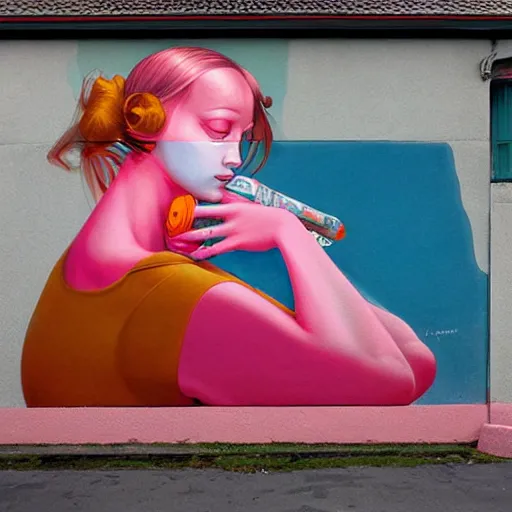 Image similar to pink and orange, street art by Etam Cru and Madsteez Jessie unterholder, katey truhn