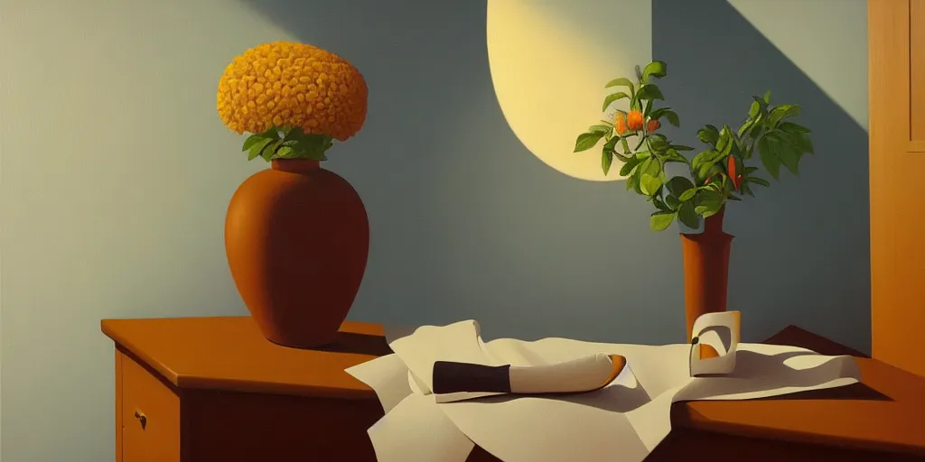 Image similar to the vase, in a cozy bedroom, summer evening, kenton nelson