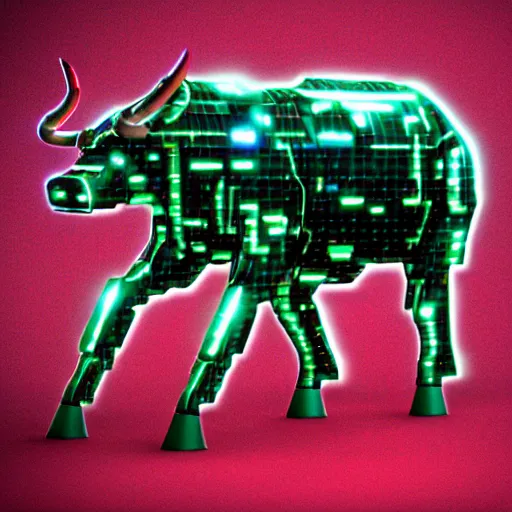 Prompt: a cybertronic bull