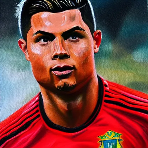 Image similar to a very detailed painting of ronaldo luis nazario de lima, by mathieu st - amour trendin on artstation