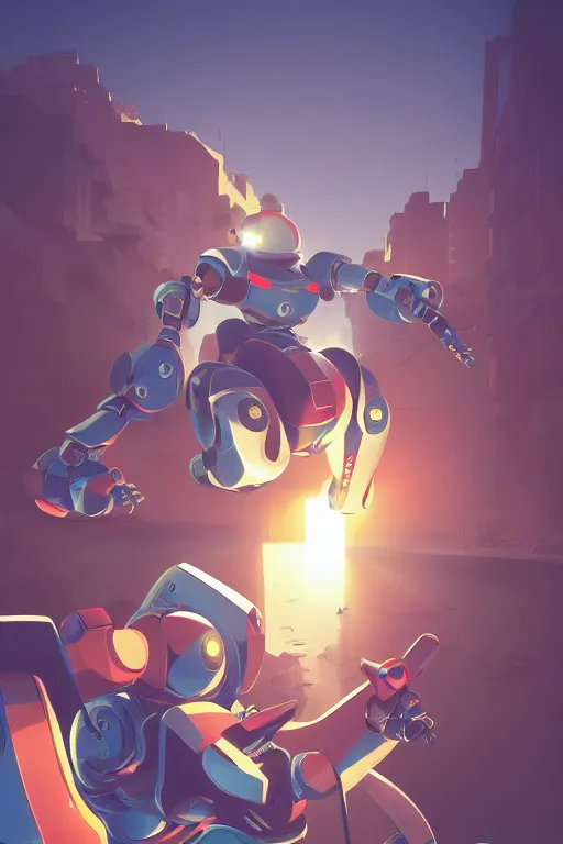 Image similar to metabots medabots medarotto medarot robot minimalist comics, behance hd by jesper ejsing, by rhads, makoto shinkai and lois van baarle, ilya kuvshinov, rossdraws global illumination ray tracing hdr radiating a glowing aura