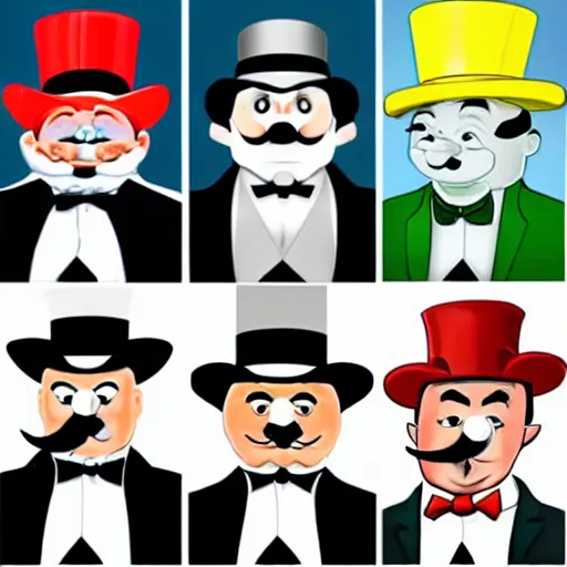 Prompt: mr monopoly lookalikes police lineup