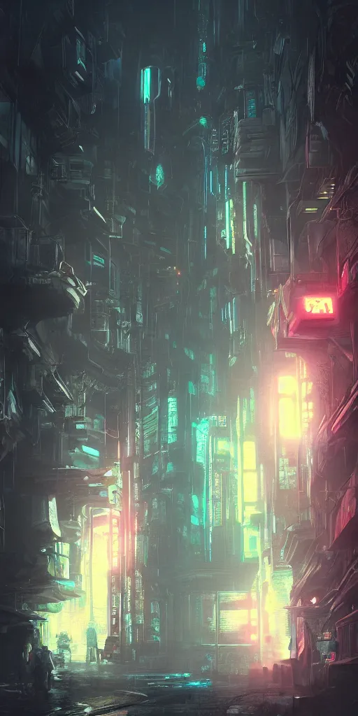 Image similar to mysterious dungeon entrance, cyberpunk, blade runner, artstation contest winner.