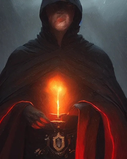 Image similar to oil painting of Anthropomorphized dark Raven Spymaster, wearing dark cloak, sharp focus, fantasy style, octane render, volumetric lighting, 8k high definition, by greg rutkowski, highly detailed, trending on art Station, magic the gathering artwork, Dungeon backround, centered