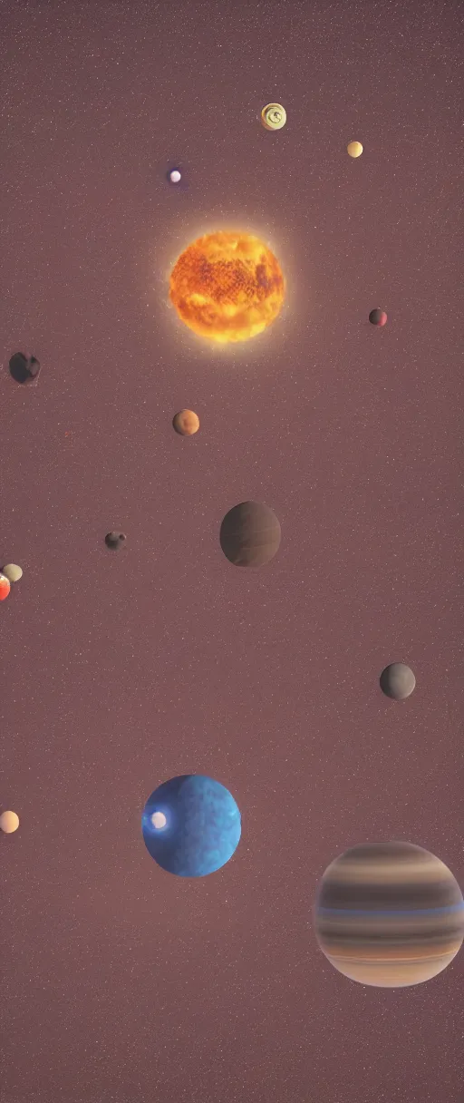 Prompt: solar system in the night sky in the middle of a desert, 4 k, dark sky, planets, vivid colors, artstation, octane render, 8 k