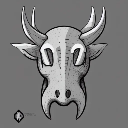 Image similar to simplified triceratops head cute, popular on artstation, popular on deviantart, popular on pinterest