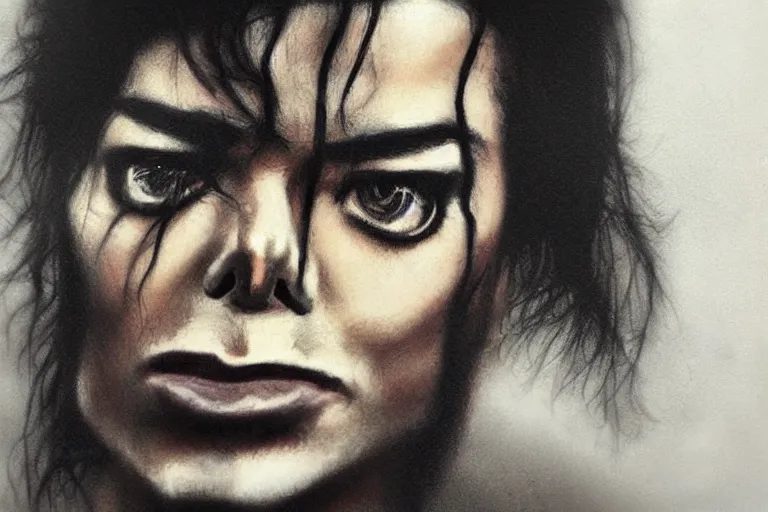 Image similar to michael jackson in the style of casey baugh,