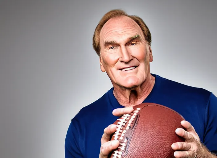 Image similar to studio portrait photo still of craig t nelson!!!!!!!! at age 3 3 years old 3 3 years of age!!!!!!! holding a football, 8 k, 8 5 mm f 1. 8, studio lighting, rim light, right side key light